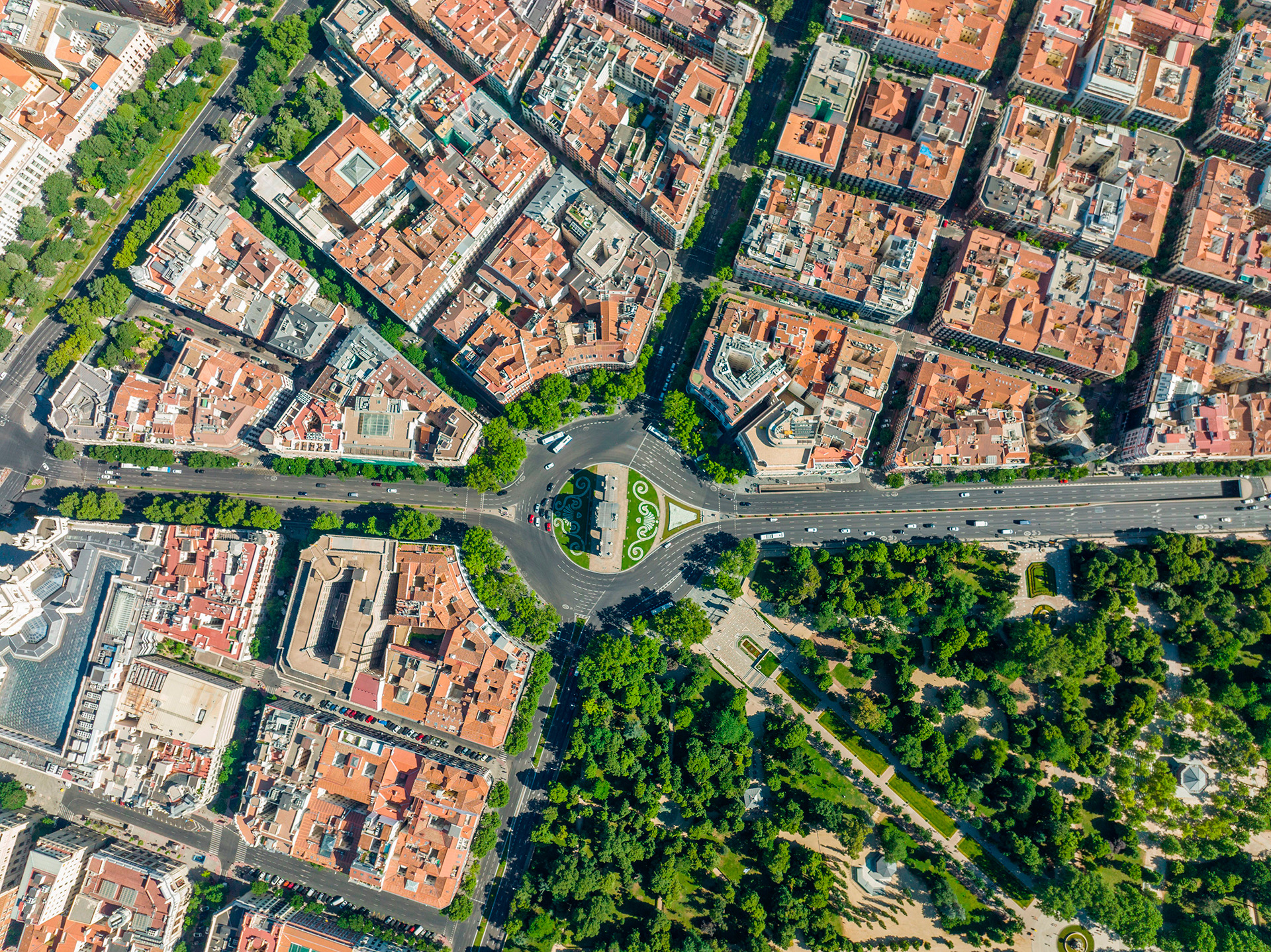 Vista aérea del tejido urbano de Madrid